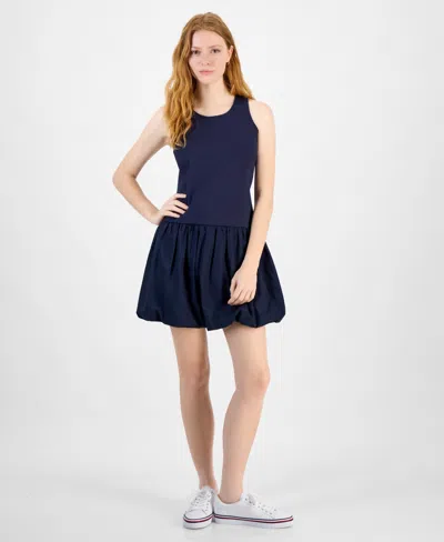 Tommy Hilfiger Women's Bubble-hem Mini Dress In Sky Captain