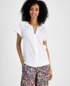 Tommy Hilfiger Women's Floral-print Wide-leg Pull-on Pants In Bright White