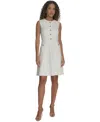 Tommy Hilfiger Sleeveless Basket Knit A-line Dress In Ivory