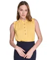 Tommy Hilfiger Women's Button-front Epaulet Blouse In Yellow