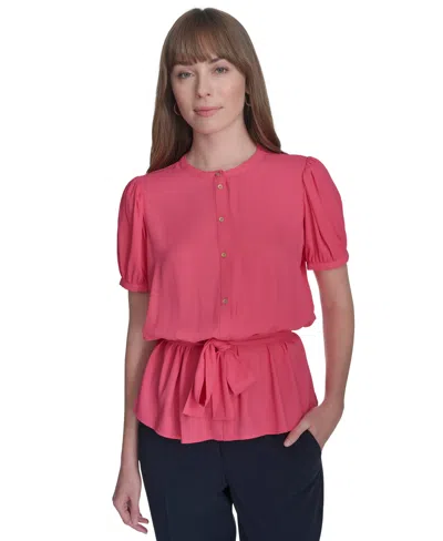 Tommy Hilfiger Women's Button-front Tie-waist Blouse In Rosette