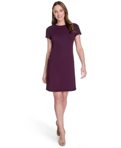 Tommy Hilfiger Women's Button-trim Shift Dress In Purple