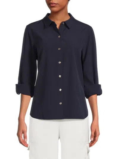 Tommy Hilfiger Women's Button Up Shirt In Midnight