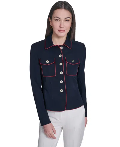 Tommy Hilfiger Women's Button-front Blazer In Blue
