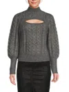 Tommy Hilfiger Women's Cable Knit Cut Out Sweater In Fog Heather Grey