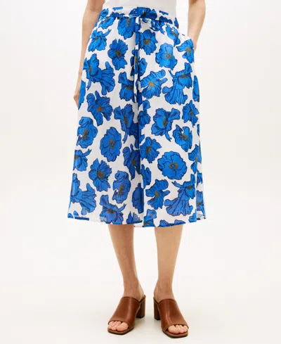 Tommy Hilfiger Women's Cambric Printed Pull-on Skirt In Blue