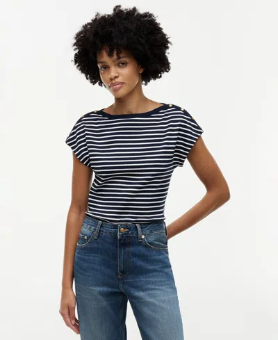 Tommy Hilfiger Women's Cap-sleeve Boat Neck T-shirt In Multi
