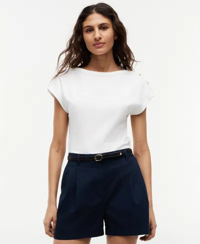 Tommy Hilfiger Women's Cap-sleeve Boat Neck T-shirt In White