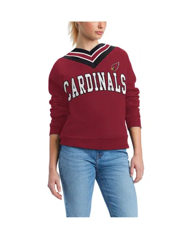 Tommy Hilfiger Women's Cardinal Arizona Cardinals Heidi V-neck Pullover Sweatshirt