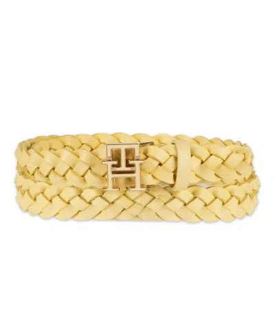 Tommy Hilfiger Women's Casual Braided Leather Belt In Yellow