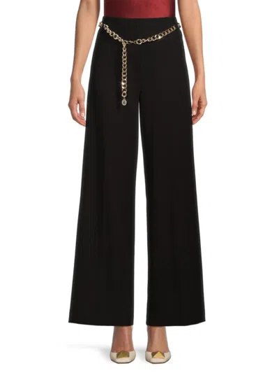Tommy Hilfiger Women's Chain Belted Pants In Black