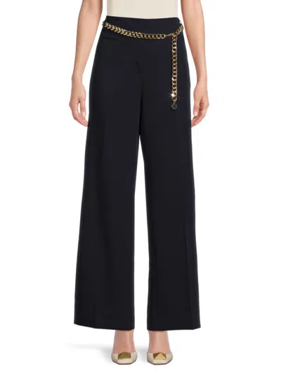 Tommy Hilfiger Women's Chain Belted Pants In Midnight
