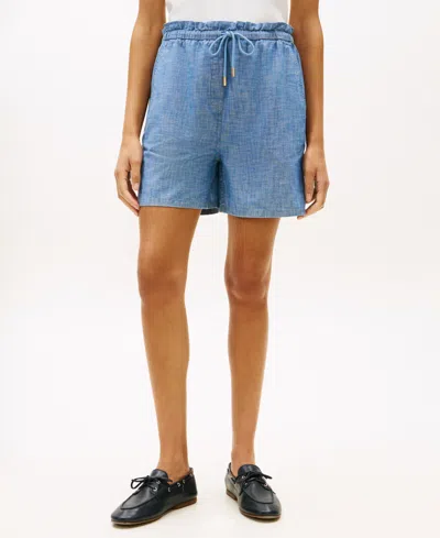Tommy Hilfiger Women's Chambray Straight Fit Shorts In Blue