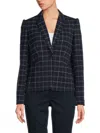 Tommy Hilfiger Women's Checked Peak Lapel Blazer In Navy White