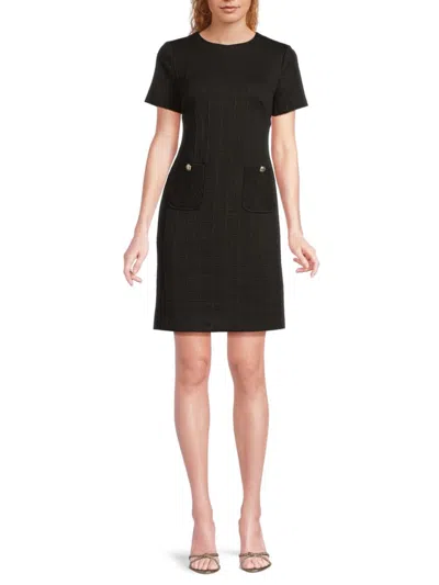 Tommy Hilfiger Women's Checked Sheath Minidress In Black