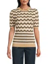 Tommy Hilfiger Women's Chevron & Striped Sweater In Sand