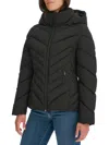Tommy Hilfiger Women's Chevron-quilted Hooded Puffer Jacket In Black