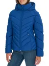 Tommy Hilfiger Women's Chevron-quilted Hooded Puffer Jacket In Blue