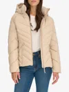 Tommy Hilfiger Women's Chevron-quilted Hooded Puffer Jacket In Neutral