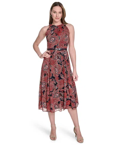 Tommy Hilfiger Women's Chiffon Printed Halter Midi Dress