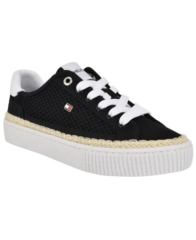 Tommy Hilfiger Women's Chirley Mesh Espadrille Platform Sneakers In Black