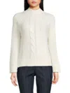 Tommy Hilfiger Women's Chunky Cable Knit Mockneck Sweater In Ivory