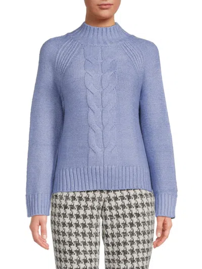 Tommy Hilfiger Women's Chunky Cable Knit Mockneck Sweater In Periwinkle