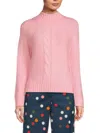Tommy Hilfiger Women's Chunky Cable Knit Mockneck Sweater In Pink