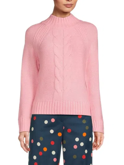 Tommy Hilfiger Women's Chunky Cable Knit Mockneck Sweater In Pink