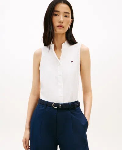 Tommy Hilfiger Women's Classic Frill Sleeveless Shirt In White