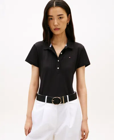 Tommy Hilfiger Women's Classic Pique Short-sleeve Polo T-shirt In Black