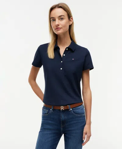 Tommy Hilfiger Women's Classic Pique Short-sleeve Polo T-shirt In Blue