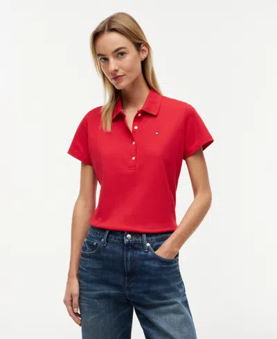 Tommy Hilfiger Women's Classic Pique Short-sleeve Polo T-shirt In Red