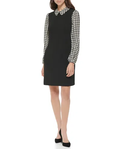 Tommy Hilfiger Women's Collared Long-sleeve Shift Dress In Multi