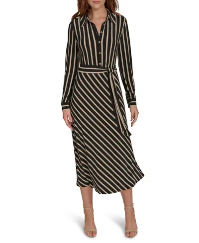 Tommy Hilfiger Women's Collared Midi Shirtdress In Black