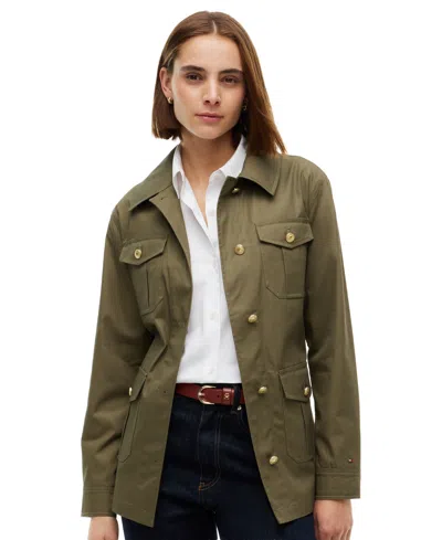 Tommy Hilfiger Women's Collared Utility Field Jacket In Utility Olive