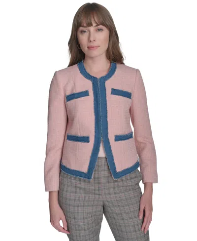 Tommy Hilfiger Women's Collarless Open-front Blazer In Powder