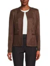 Tommy Hilfiger Women's Collarless Open Front Jacket In Chicory