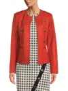 Tommy Hilfiger Women's Collarless Open Front Jacket In Paprika