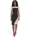 Tommy Hilfiger Women's Color-blocked Asymmetric Dress In Black