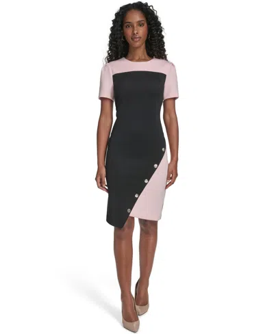 Tommy Hilfiger Women's Color-blocked Asymmetric Dress In Black
