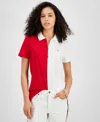 TOMMY HILFIGER WOMEN'S COLORBLOCK ZIP-FRONT POLO SHIRT