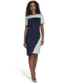 Tommy Hilfiger Women's Colorblocked Asymmetrical-hem Sheath Dress In Multi