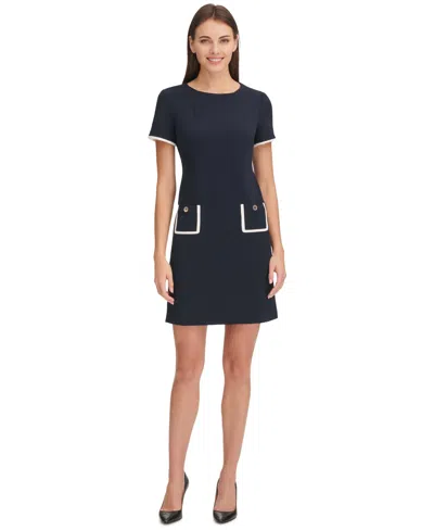 Tommy Hilfiger Women's Colorblocked Pocket Sheath Dress In Sky Capt,i