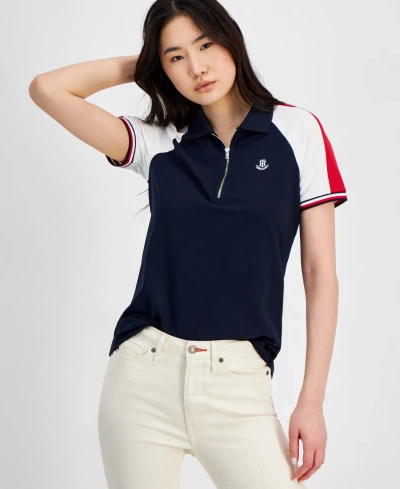 Tommy Hilfiger Women's Colorblocked Polo Shirt In Navy
