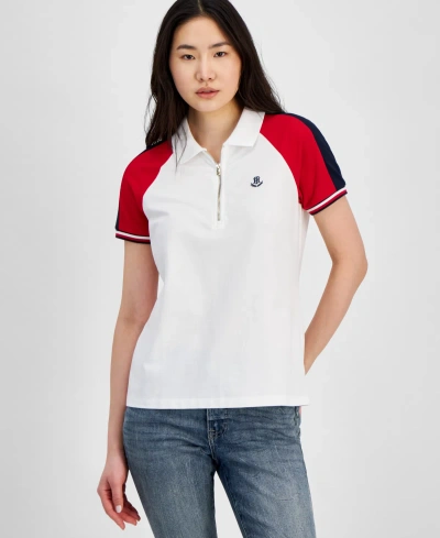 Tommy Hilfiger Women's Colorblocked Polo Shirt In White