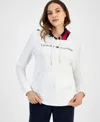 Tommy Hilfiger Heritage Logo Womens Hoodie In Bright White