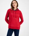 Tommy Hilfiger Womens Fleece Sweatshirt Hoodie In Chili Pepper