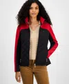 Tommy Hilfiger Women's Colorblocked Quilted Scuba-trim Jacket In Blue