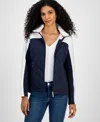 Tommy Hilfiger Women's Colorblocked Quilted Scuba-trim Jacket In Blue